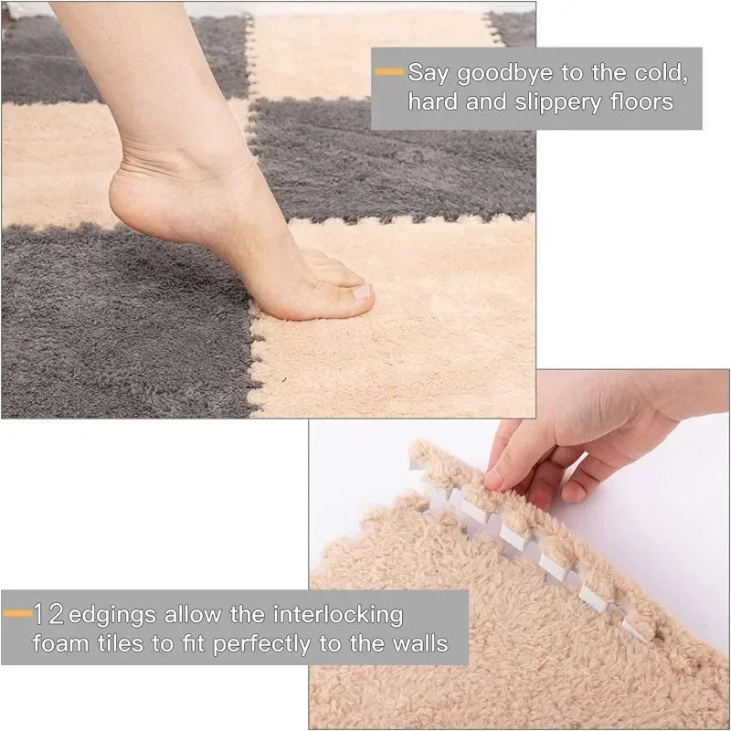 Izzyshop ™ -Crawling Mat Stitching Suede Floor Mat Baby Play Mat Home Fashion Living Room Bedroom Puzzle Foam